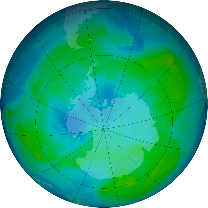 Antarctic ozone map for 30 January 1997